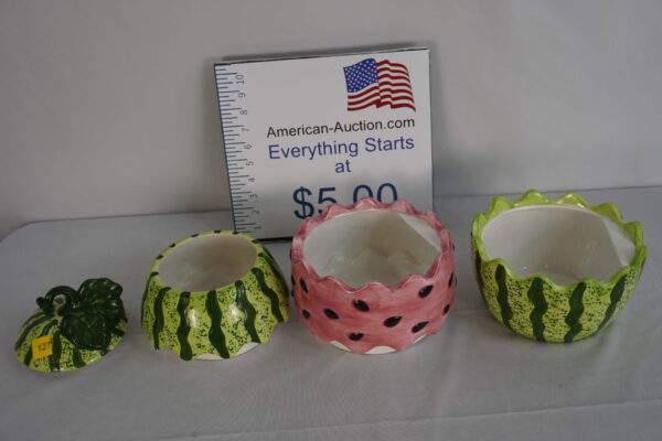 watermelon vintage cookie jar aprox 28 years old 4 sections stackable - Image 2
