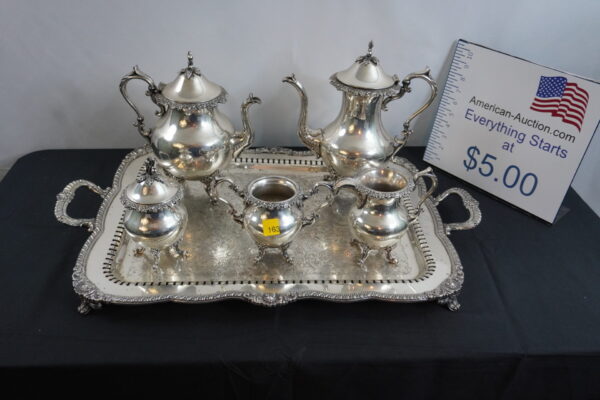 7pc vintage goldfeder silverplate tea set