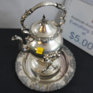 2pc vintage goldfeder tilt tea pot with planter
