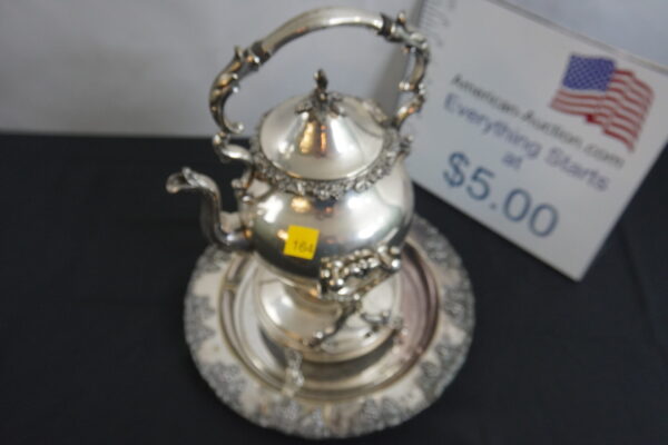 2pc vintage goldfeder tilt tea pot with planter