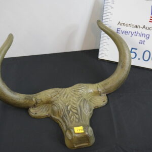 heavy cast iron bull horn aprox 21" wide with mounting holes