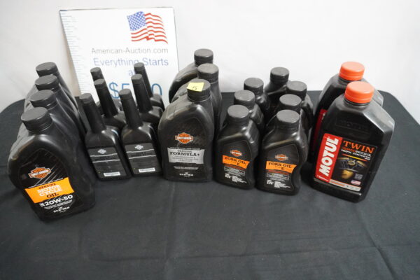 Harley Davidson oil, brake fluid, trans fluid, fork oil, and Motul 20w/50 100% synthetic