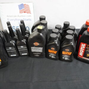 Harley Davidson oil, brake fluid, trans fluid, fork oil, and Motul 20w/50 100% synthetic