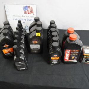 Harley Davidson oil, brake fluid, trans fluid, fork oil, and Motul 20w50 100%synthetic and a filter