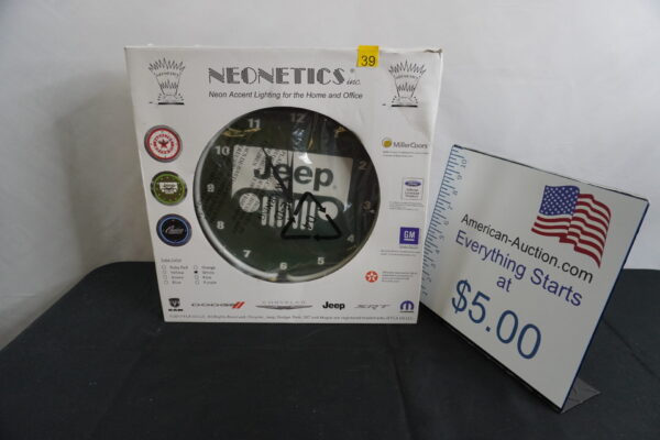 JEEP led clock in the box approx 14" tall 120v or batt