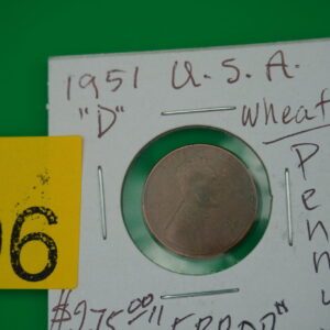 1951 D wheat penney "L" on rim
