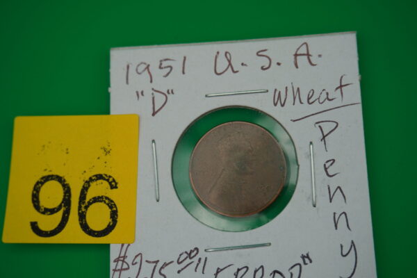 1951 D wheat penney "L" on rim