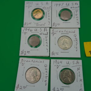 6 coins 1937p wheat penny and others