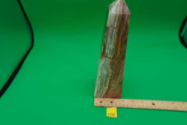 10" tall Real ONYX almost 3" wide at the bottom,1 1/2" at the top, heavy